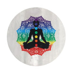 Round 7 Chakra Selenite Charging Plate Spiritual Healing Tool