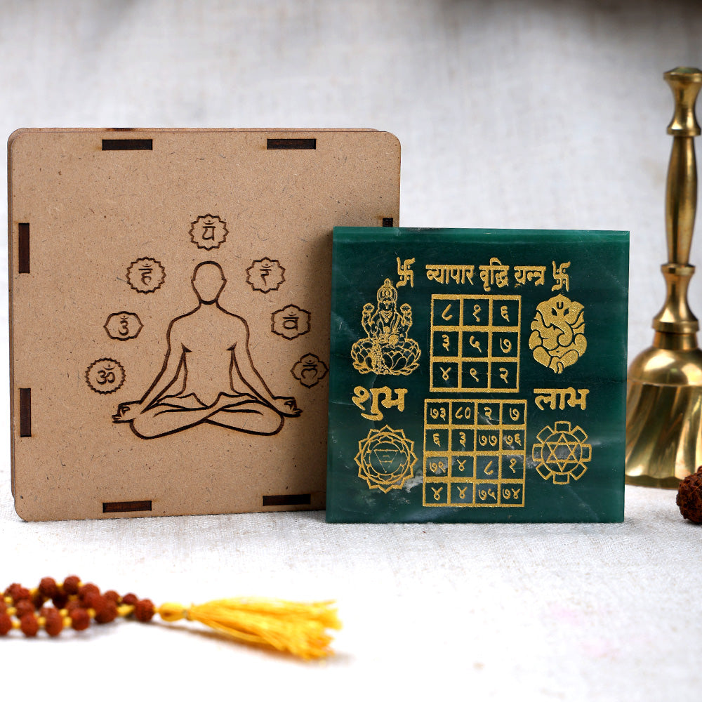 Green Aventurine Vyapar Vridhi Yantra Spiritual Prosperity Tool