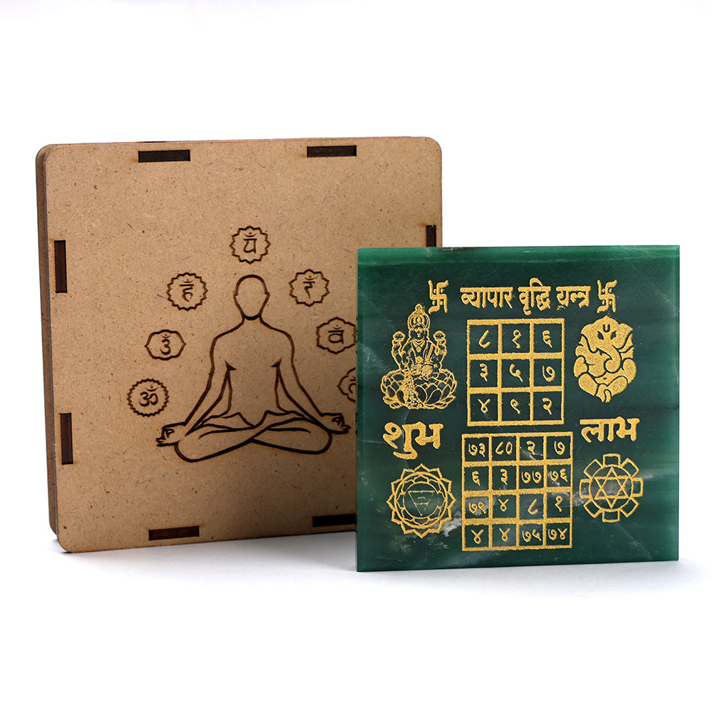 Green Aventurine Vyapar Vridhi Yantra Spiritual Prosperity Tool