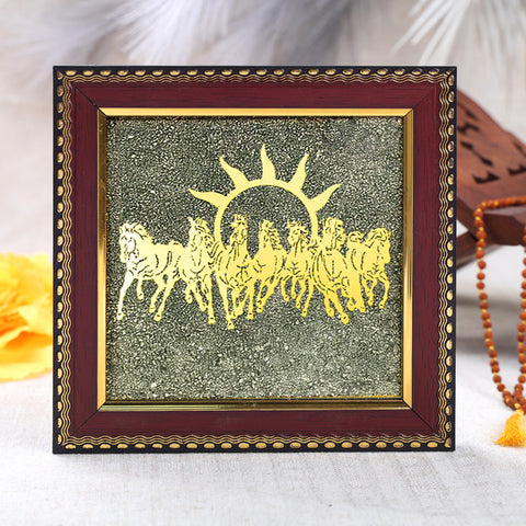 7 Horses on Raw Pyrite Frame