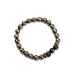 Om Raw Pyrite with Lava Bracelet Spiritual Healing Wear