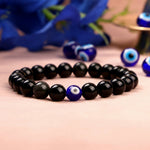Raw Pyrite, Rose Quartz & Black Obsidian Bracelet Combo with Hanuman Chalisa Pendant