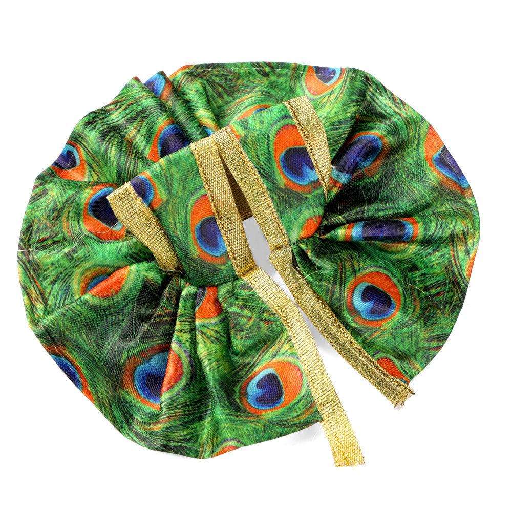 Size No.2 Silky Peacock Printed Laddu Gopal Dress