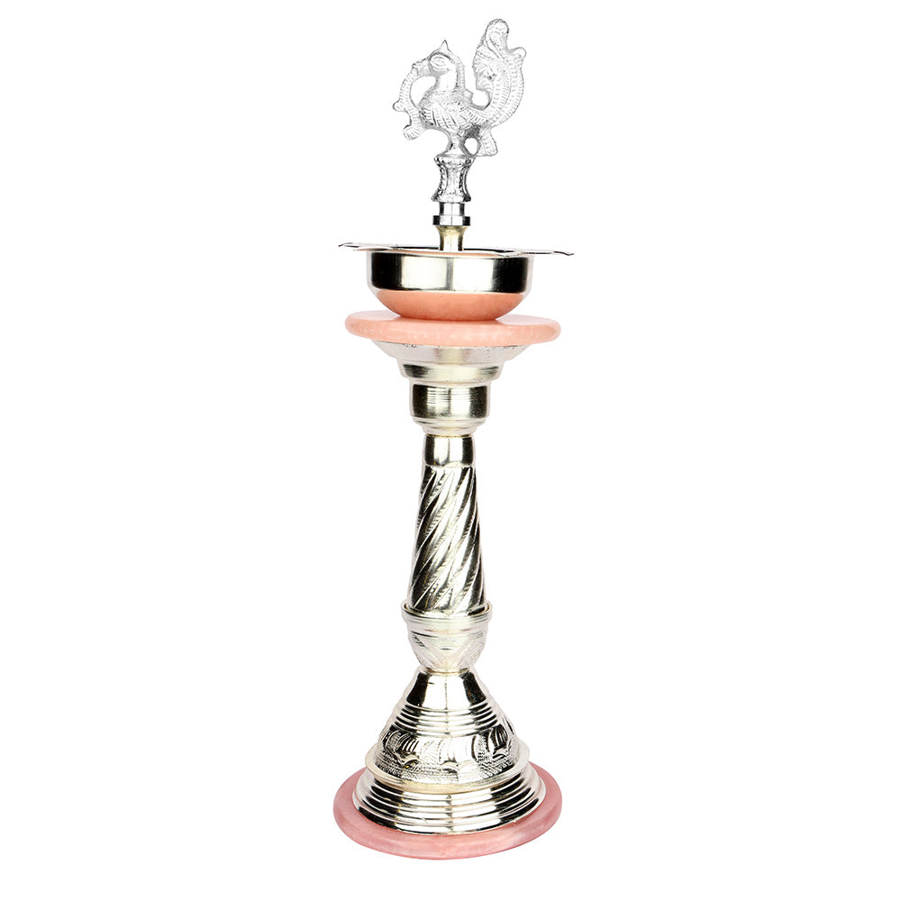 Silver Fancy Kerala Diya – Traditional Pooja Oil Lamp Spiritual Use