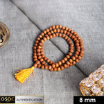 Certified 8mm 100% Original Authentic Mysore White Sandalwood (Chandan) thread Jap Mala