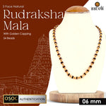 100% Original Certified 5 Mukhi Rudraksha Mala with Golden Capping – Natural Spiritual Beads for Protection, Health, and Positive Energy. India’s Largest Pooja Accessories Brand - www.satvikstore.in