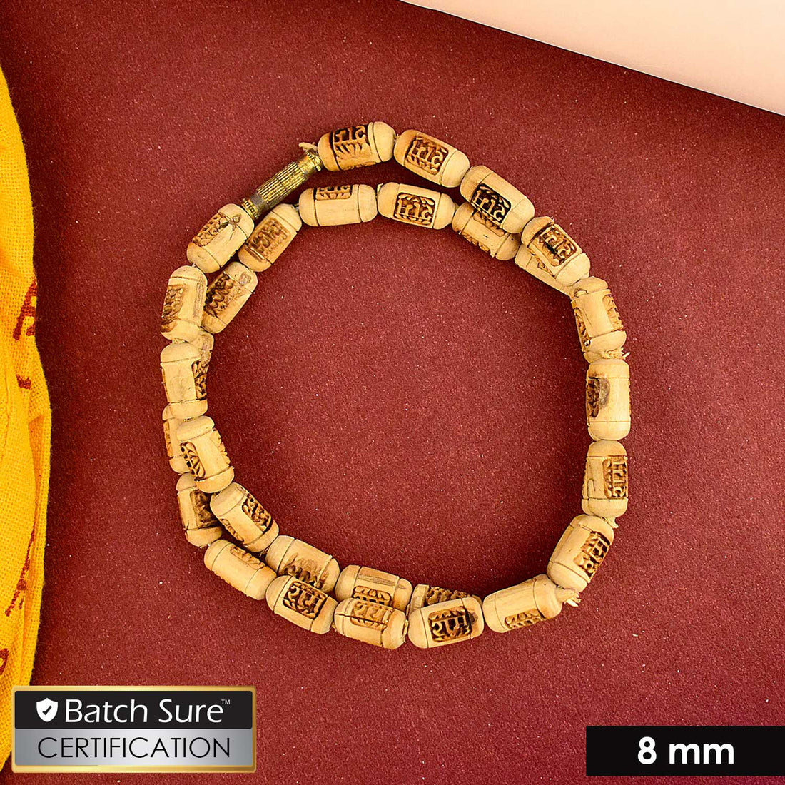 100% Pure Tulsi Kanthi Wooden Mala engraved with 'Ram' | India’s Premium Jap Mala Store - www.satvikstore.in 