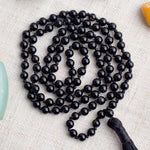 108 Beads Black Onyx Crystal Jaap Mala for Protection & Focus