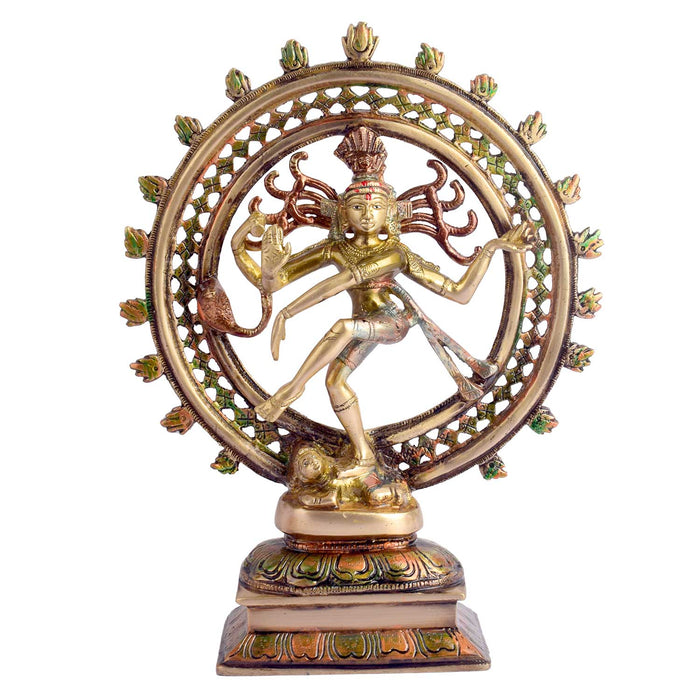 11.6 Inch Divine and Graceful Natraj Brass Idol Brass Statue featuring intricate detailing, perfect for spiritual home decor, temple worship, and devotional gifting. India’s Largest Brass Idols Brand - www.satvikstore.in