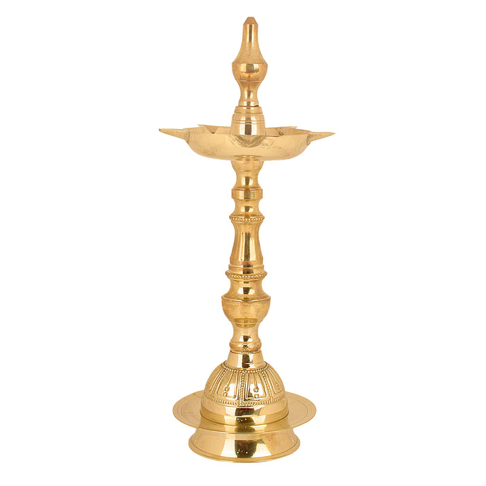 12 Inch Embossed Kalash Kerala Brass Diya  India’s Largest Pooja Accessories Brand – www.satvikstore.in