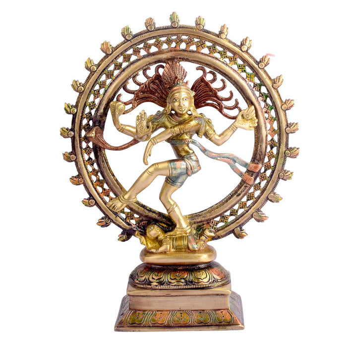 13.4 Inch Beautiful Natraj Brass Idol Brass Statue featuring intricate detailing, perfect for spiritual home decor, temple worship, and devotional gifting. India’s Largest Brass Idols Brand - www.satvikstore.in