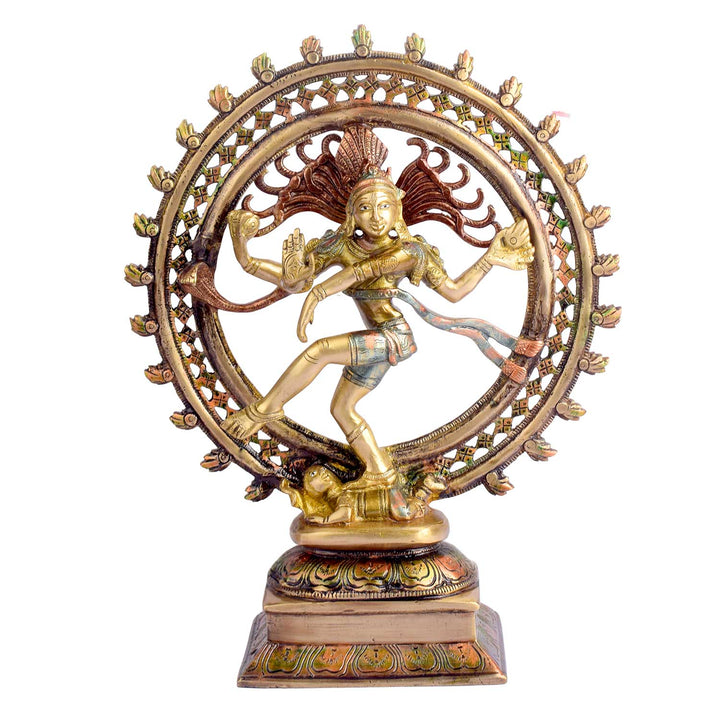 13.4 Inch Beautiful Natraj Brass Idol Brass Statue featuring intricate detailing, perfect for spiritual home decor, temple worship, and devotional gifting. India’s Largest Brass Idols Brand - www.satvikstore.in