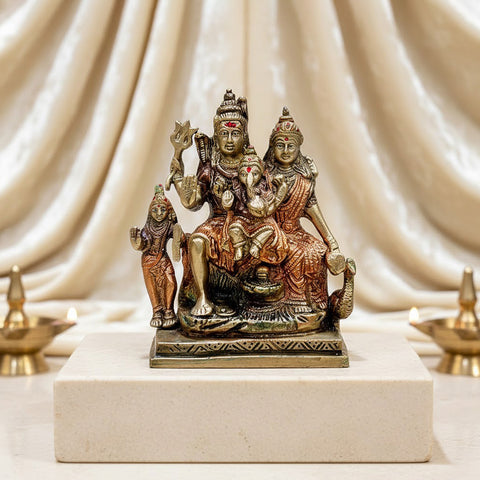 5.5 Inch Shiv Family Statue - Divine Hindu Sculpture for Home & Office