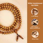 Certified 6mm 100% Original Authentic Mysore White Sandalwood (Chandan) Jap Mala