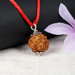 5 Mukhi Rudraksha Pendant with Design Silver Cap