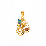 925 Sterling Silver Gold Plated Om Krishna Rudraksha Pendant