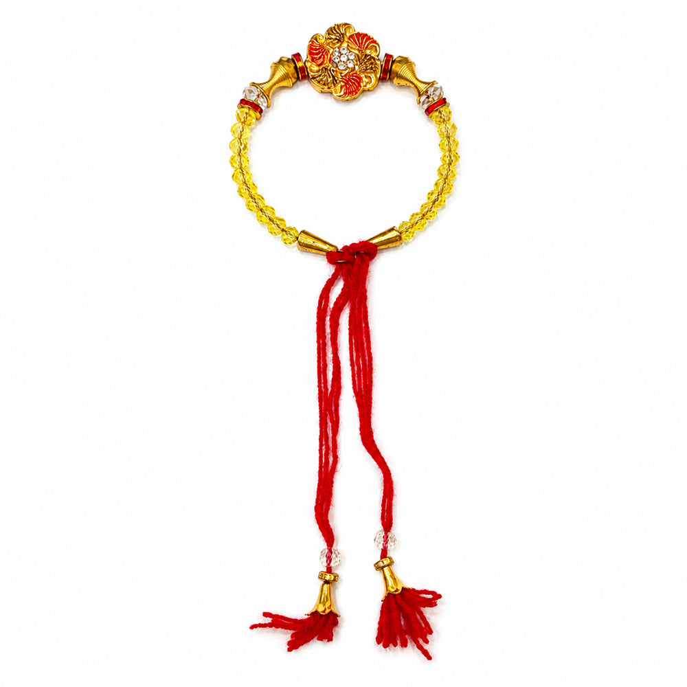 Elegant Meenakari Flower Centerpiece Lumba Rakhi