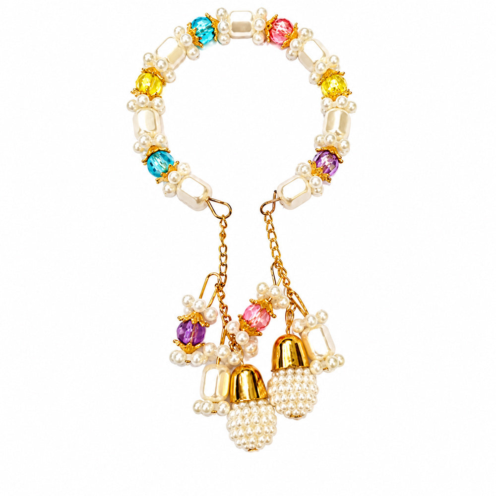 Multicolor Crystal Pearl Beaded Lumba Rakhi