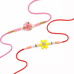 Traditional Pastel Pink and Yellow Floral Rakhi (Set of 2)