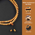 Certified 5mm 100% Original Authentic Mysore White Sandalwood (Chandan) Jap Mala