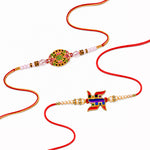 Stone Studded BRO Dial and Swastik Symbol Rakhi (Set of 2)