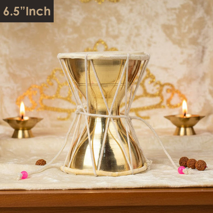6.5 Inch Divine Brass Damru for Lord Shiva