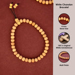 100% Original 8mm White Chandan Bracelet for Peace & Inner Calm