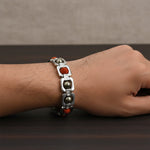 Silver Plated Pyrite & Rudraksha Bracelet Unisex Spiritual Wear
