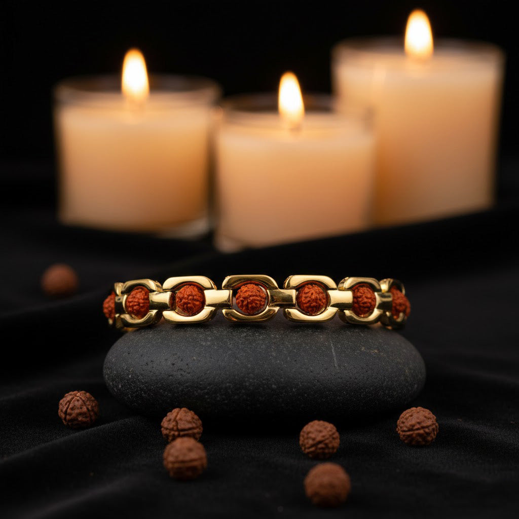 Rudraksha Gold Plated SQ IGP Bracelet – Unisex Spiritual Wear