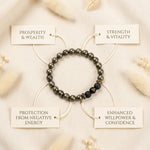 7 Horses Pyrite Frame & Pyrite Lava Om Bracelet Combo