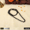 Government certified Karungali mala with silver-plated capping, designed for spiritual protection, meditation, and positive energy. India’s Premium Jap Mala Store - www.satvikstore.in