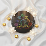 7 Chakra Black Obsidian Plate Spiritual Healing Tool