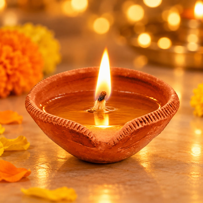 Akhand Clay Diya for Diwali Pujan
