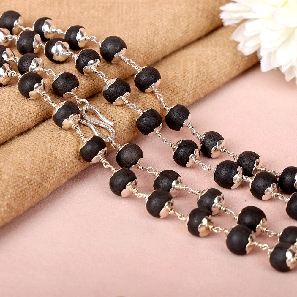 Hallmarked 925 Pure Silver Karungali Mala Govt. Certified