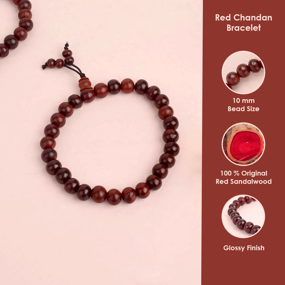 Original 10mm Red Chandan Bracelet for Strength