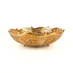 Antique Floral Embossed Decorative Brass Urli 9.5 Inch