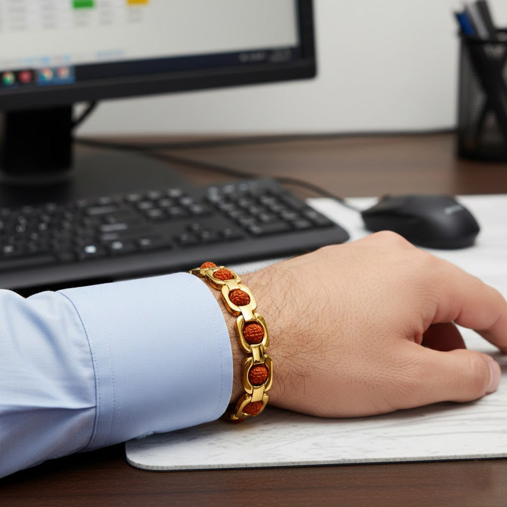 Rudraksha Gold Plated SQ IGP Bracelet – Unisex Spiritual Wear