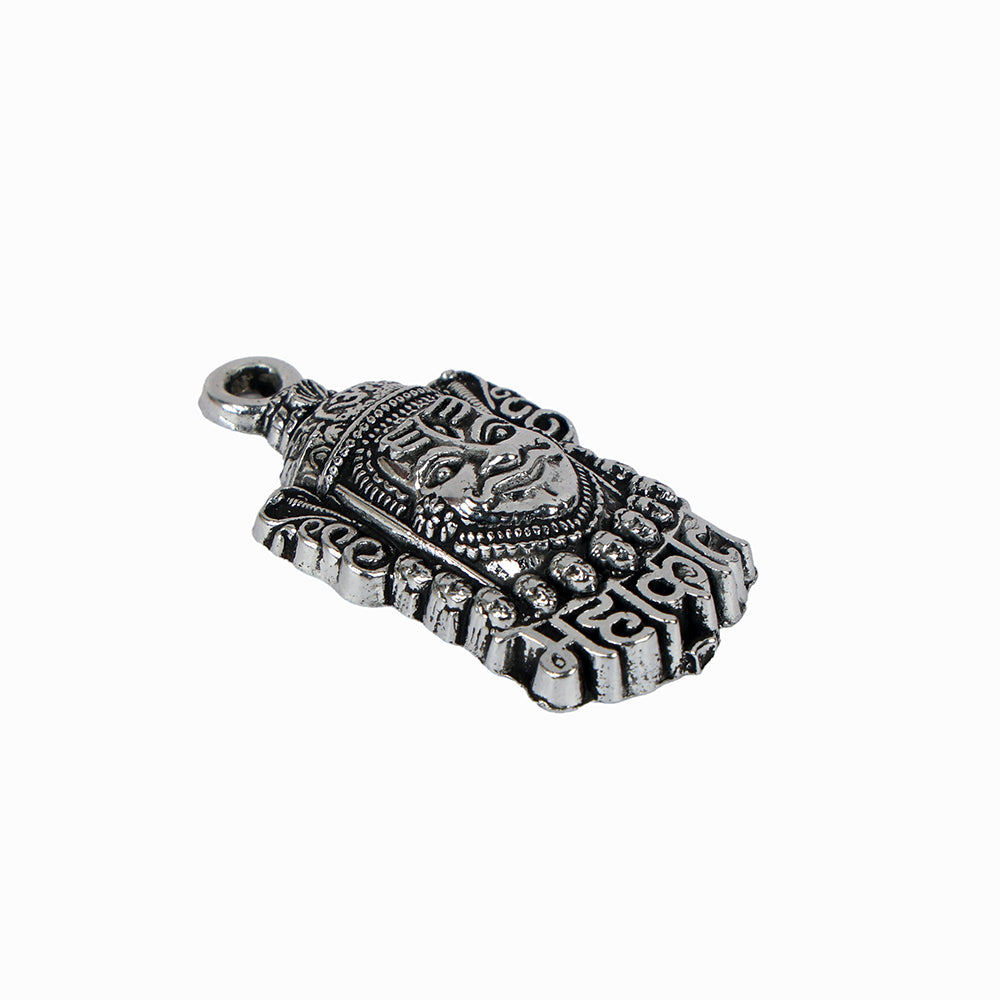 Silver Plated Trishul Pendant with Mahakal Engraving with karungali Bead