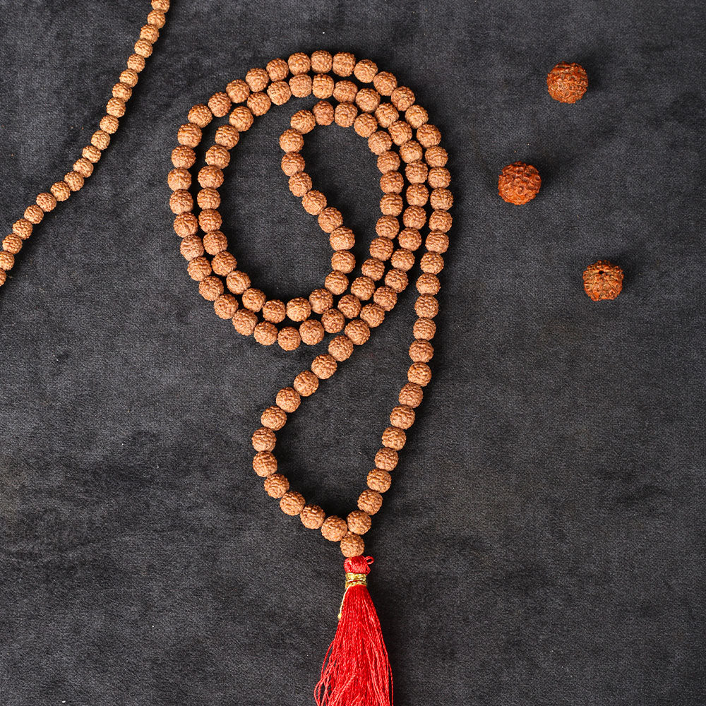 5 Mukhi Pathariya Rudraksh Mala 108 Beads 8mm