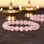Rose Quartz & Golden Pyrite Bracelet Combo with Hanuman Chalisa Pendant