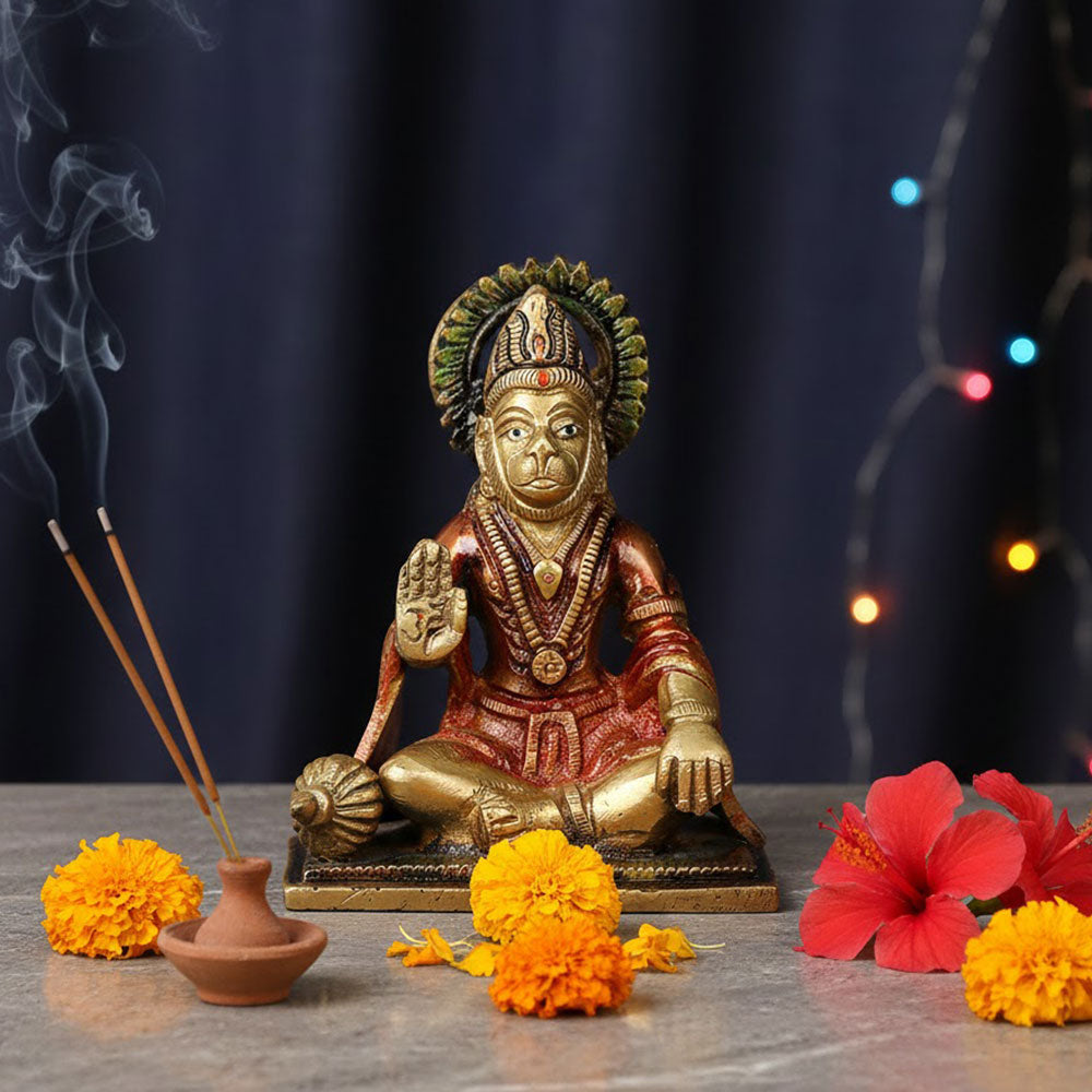 4.3 Pure Brass Hanuman Idol for Home & Pooja