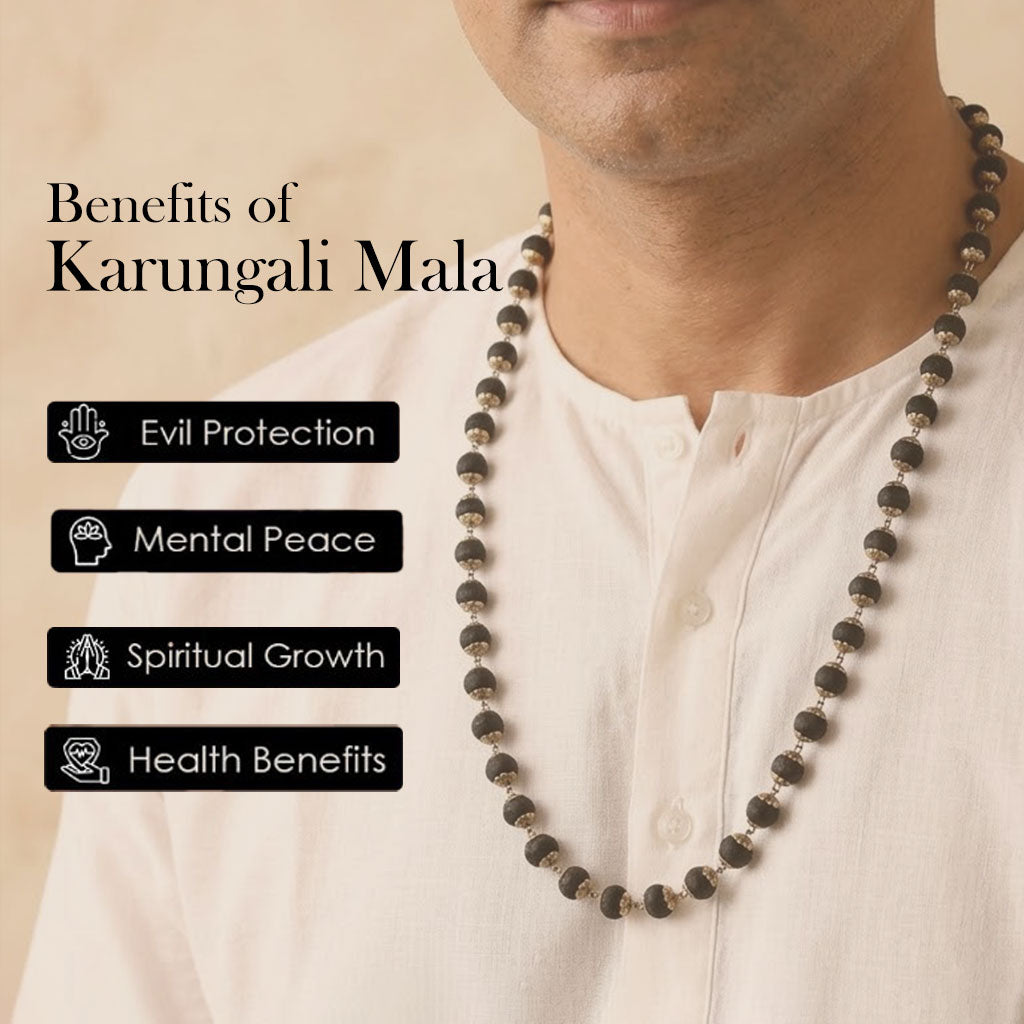 Silver Capping Karungali Mala & Bracelet Govt Certified Original