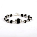 8mm Silver Plated Karungali Bracelet with Big Bead Govt Certified