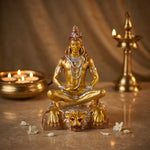 Premium Silver & Gold Shiv Ji Meditating Resin Statue