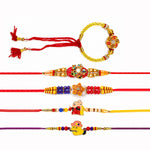 Multicolor Beaded Floral Rakhi Pack (Set of 5)