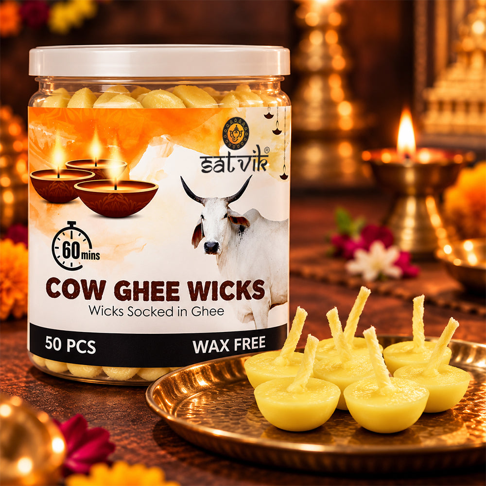 60 min. Pure Cow Ghee Diya Wicks (Wax Free)