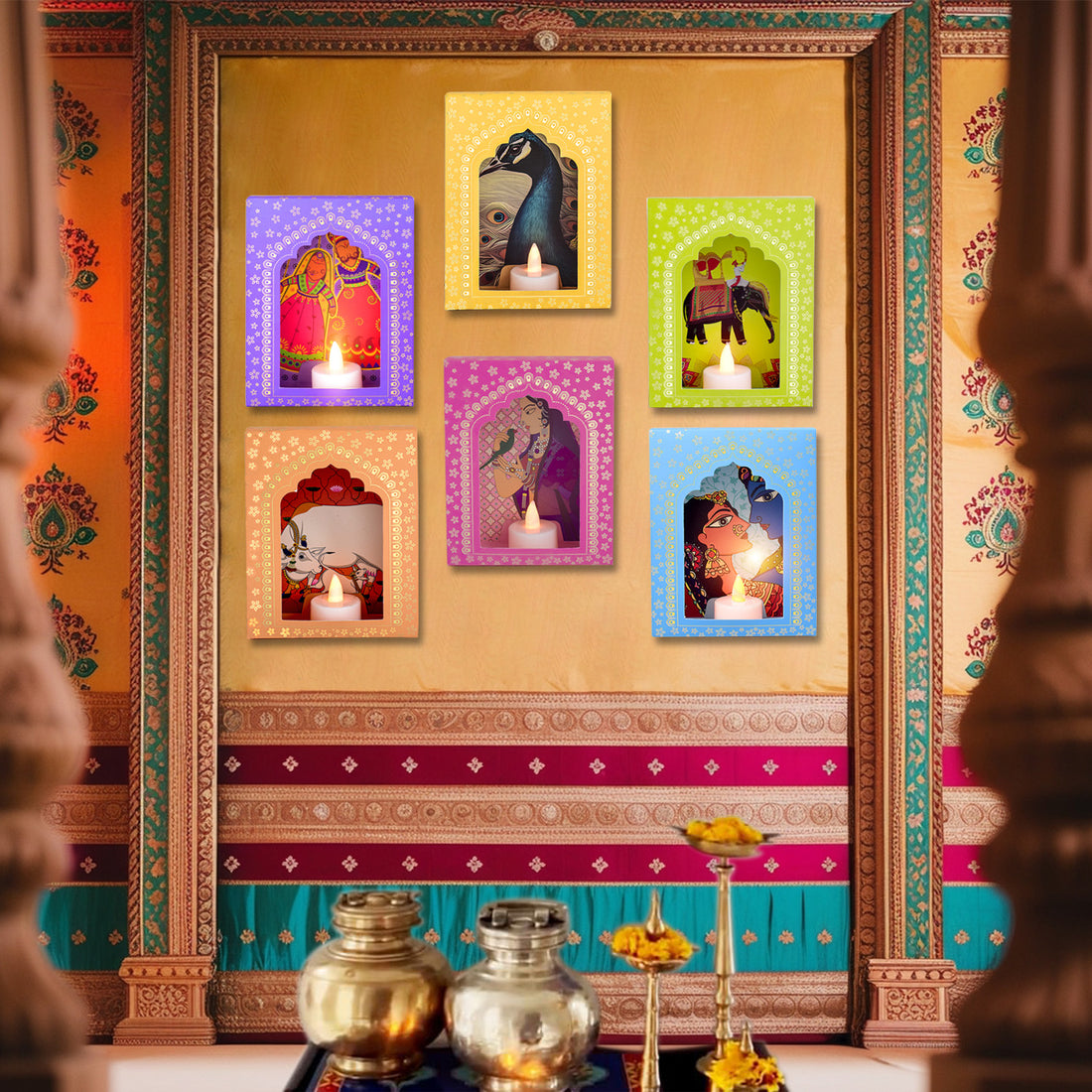 LED Deep Mala Diwali Decorations with LED Candles: Traditional Hanging Jharokha Boxes