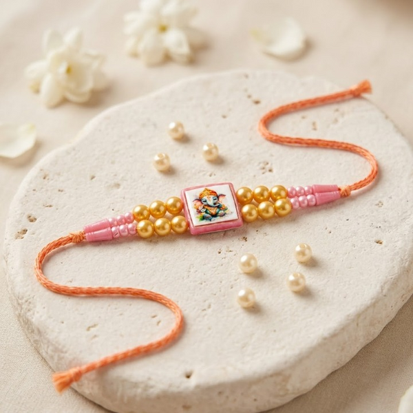 Auspicious Bal Ganesha Graphic Centerpiece Kids Rakhi
