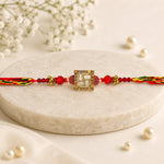 Traditional Red and Gold Swastik Motif Rakhi
