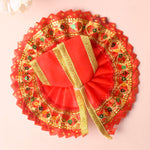 Radiant Crimson Red Laddu Gopal Dress with Golden Border